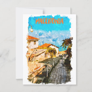 Macedonië Balkan Waterverf Reizen Briefkaart