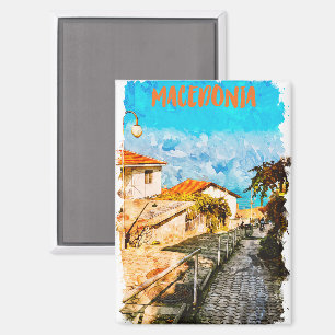 Macedonië Balkan Waterverf Reizen Magneet