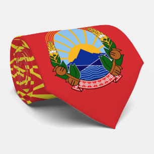 Macedonische vlag & Nationaal embleem, Noord-Maced Stropdas