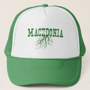 Macedonische Word Art met rondworstbomen Trucker Pet