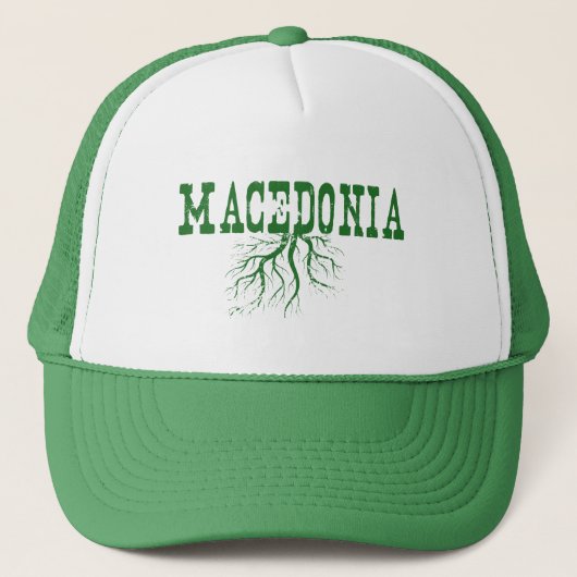 Macedonische Word Art met rondworstbomen Trucker Pet (Voorkant)