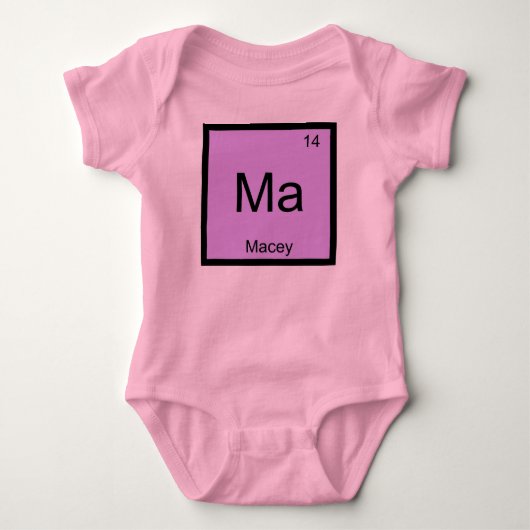 Macey Naam Chemie Element Periodiek Systeem Romper (Voorkant)