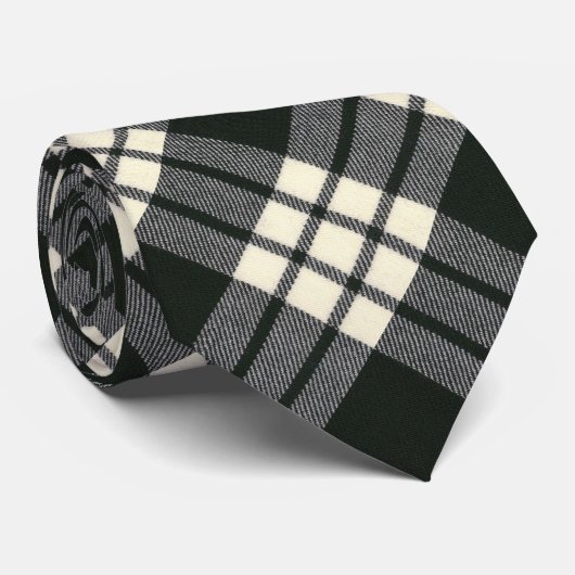 MacFarlane Black en White Modern Tartan Stropdas (Opgerold)
