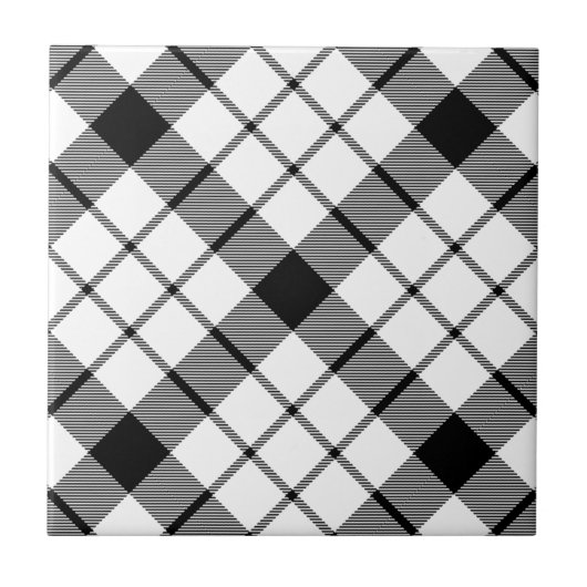MacFarlane tartan zwarte witte vlecht Tegeltje (Voorkant)