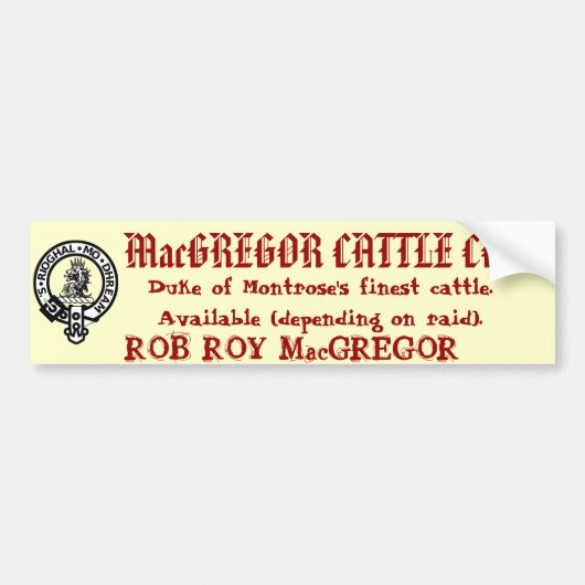 MacGREGOR CATTLE CO. Bumpersticker (Voorkant)