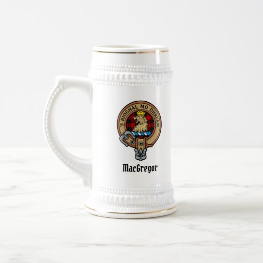 MacGregor Crest over Rob Roy Tartan Beer Stein Bierpul (Links)