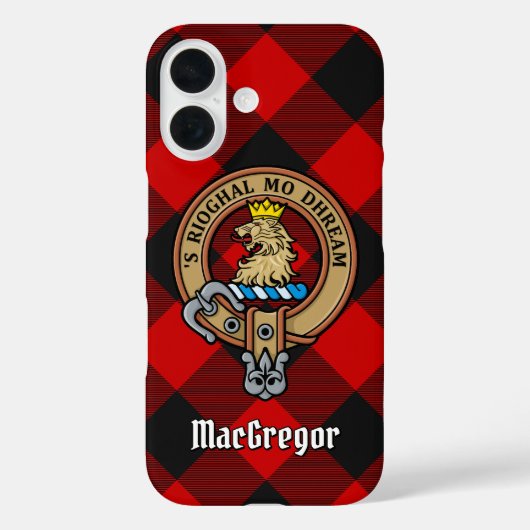MacGregor Crest over Rob Roy Tartan iPhone Case (Achterkant)