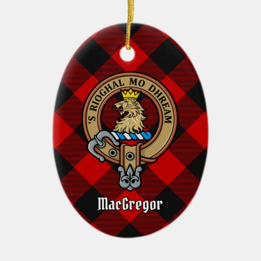 MacGregor Crest over Rob Roy Tartan Keramisch Ornament (Voorkant)