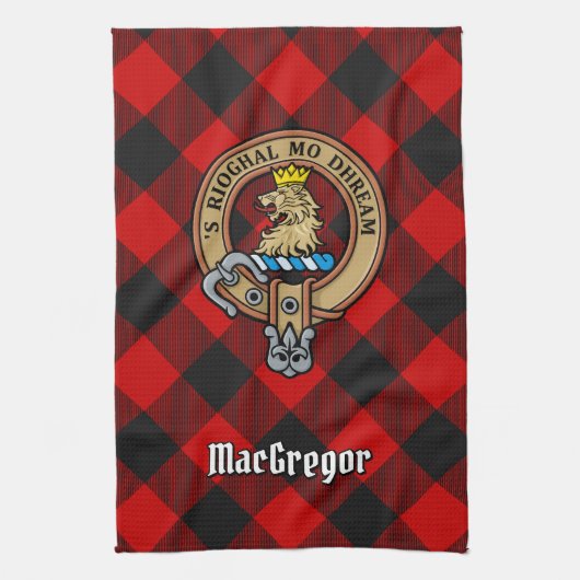 MacGregor Crest over Rob Roy Tartan Kitchen Towel Theedoek (Verticaal)