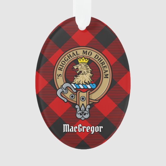 MacGregor Crest over Rob Roy Tartan Ornament (voorkant)