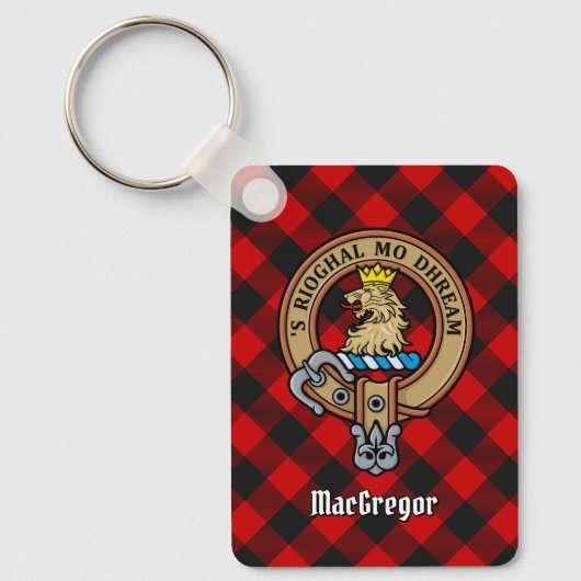 MacGregor Crest over Rob Roy Tartan Sleutelhanger (Voorkant)