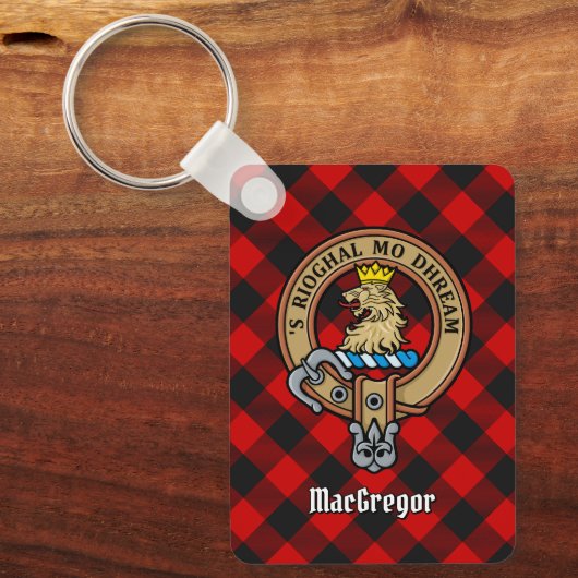 MacGregor Crest over Rob Roy Tartan Sleutelhanger (Voorkant)