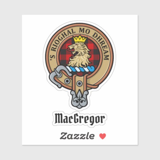 MacGregor Crest sur Rob Roy Tartan Sticker (Feuille)
