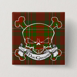 MacGregor Tartan Skull Vierkante Button 5,1 Cm