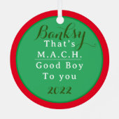 MACH Hond Rosette Aangepaste Kerstmis Metalen Ornament (Achterkant)