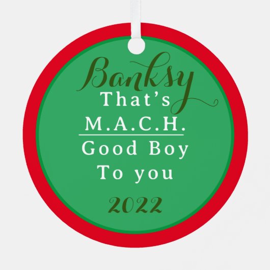 MACH Hond Rosette Aangepaste Kerstmis Metalen Ornament (Achterkant)