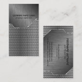 Mâche métallique et carte de visite en acier (Devant / Derrière)