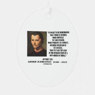 Machiavelli leidt tot een nieuwe orde van zaken metalen ornament