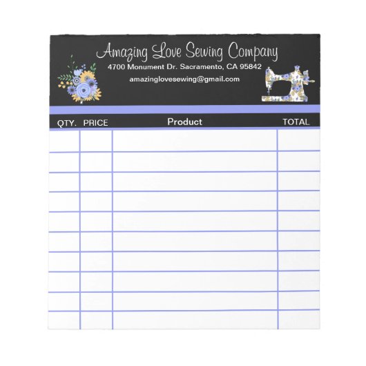 Machine à coudre à blanc 2 bloc-notes de réception (Devant)