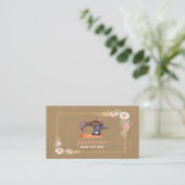 Machine à coudre carte de visite kraft floral (Debout devant)