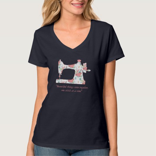 Machine à coudre florale 2 T-shirt (Devant)