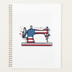 Machine à coudre patriotique Gravure vintage Vecto