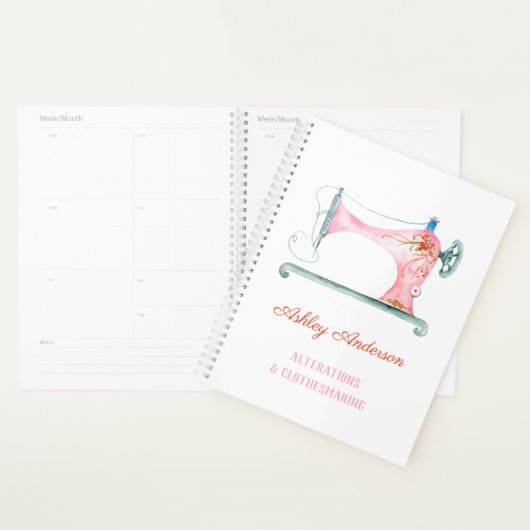 Machine à coudre Seamstress Aquarelle Planner (Devant avec enveloppe)