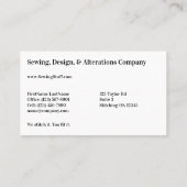 Machine à coudre standard, Carte de visite 3,5 po (Dos)