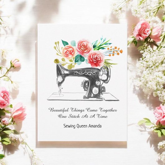 Machine à coudre vintage Carte postale noir et bla