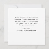 Machine à écrire minimaliste | Faire-part de naiss (Dos)