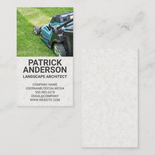 Machine à gazon | Carte de visite Gardener (Devant / Derrière)