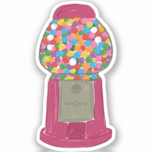 Machine à gumball rose bonbon Sticker de gomme de