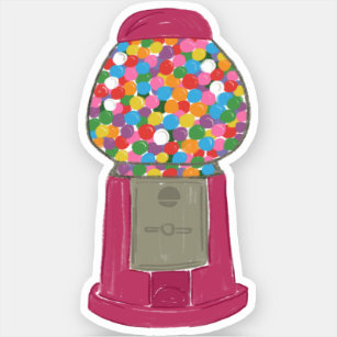 Machine à gumball rose bonbon Sticker de gomme de 