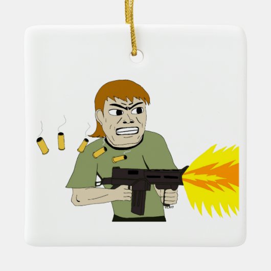 machinegunner keramisch ornament (Voorkant)