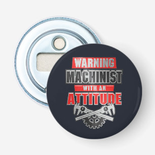 Machinist met werktuigkundige button flesopener