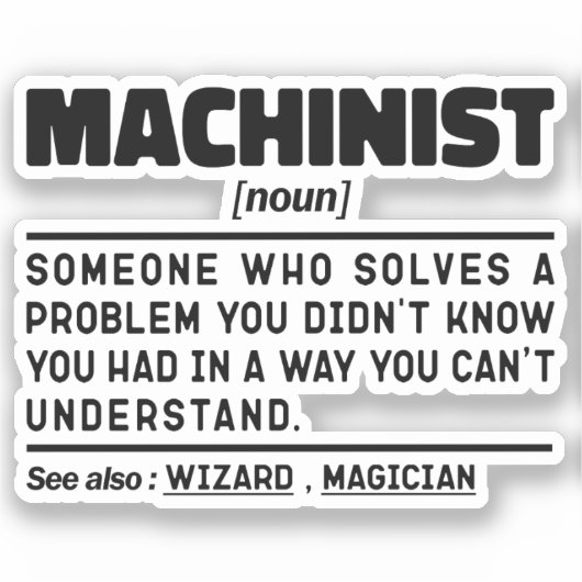 Machinist Noun Verjaardag Papa Cool Vaderdag Grapp Sticker (Voorkant)