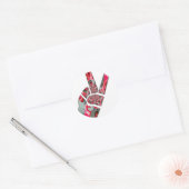 Macht in de palm: de groet met twee vingers ronde sticker (Envelop)