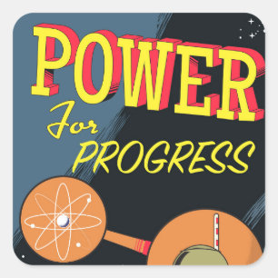 Macht voor het vintage Atoomposter van de Vierkante Sticker