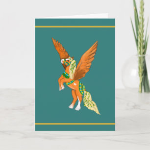 Machtige Belgische Pegasus Vintage Carrousel Paard Kaart