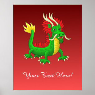 Machtige Chinese Azuurdraak Poster