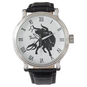 Machtige Stier de Roman Cijfers van de Dierenriem Horloge