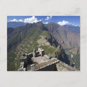 Machu Picchu bekeken vanuit de Huayna Picchu-piek; Briefkaart