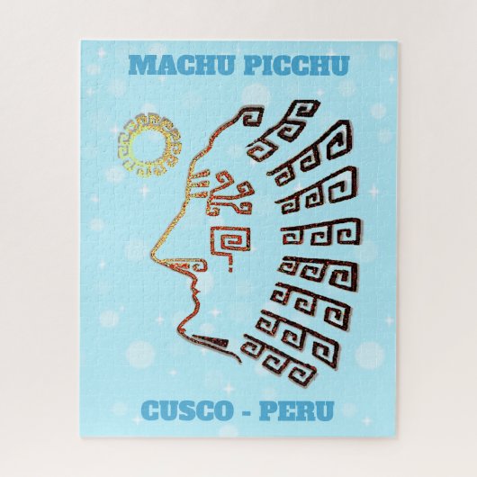 Machu Picchu Cusco Peru Kunst op lichtblauw Legpuzzel (Verticaal)