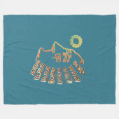 Machu Picchu Cusco Peru Tekening op Blauwgroen Fleece Deken (Voorkant (Horizontaal))