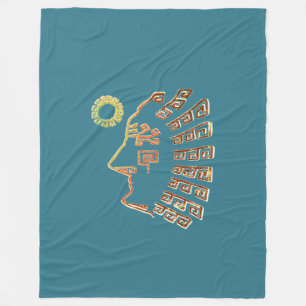 Machu Picchu Cusco Peru Tekening op Teal Fleece Deken