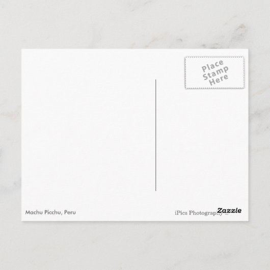 Machu Picchu, hoofdstad van het Peru-briefkaart Briefkaart (Achterkant)