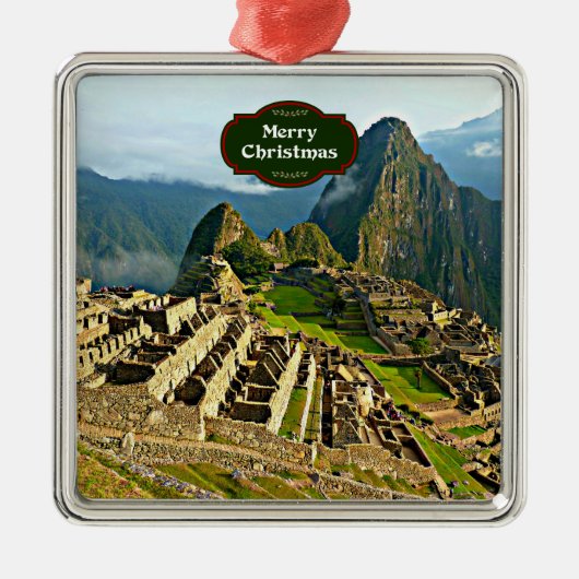 Machu Picchu Kerstmis Metalen Ornament (Voorkant)