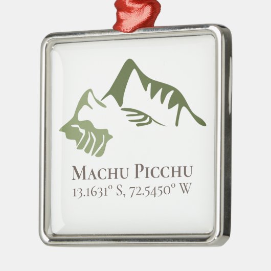 Machu Picchu Latitude & Lengtegraad Metalen Ornament (Links)