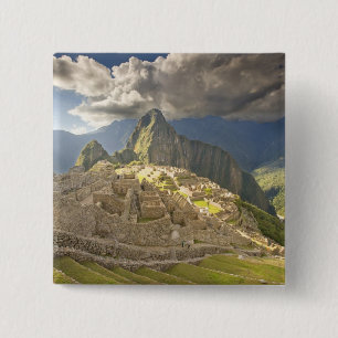 Machu Picchu, oude ruïnes, UNESCO werelderfgoed 2 Vierkante Button 5,1 Cm