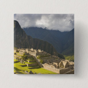Machu Picchu, oude ruïnes, UNESCO werelderfgoed 4 Vierkante Button 5,1 Cm